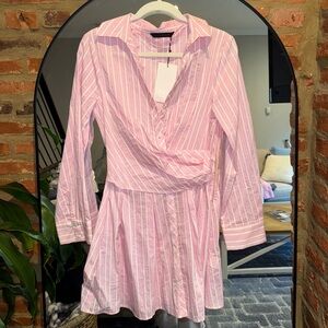 Zara Pink Striped Long Sleeve Dress